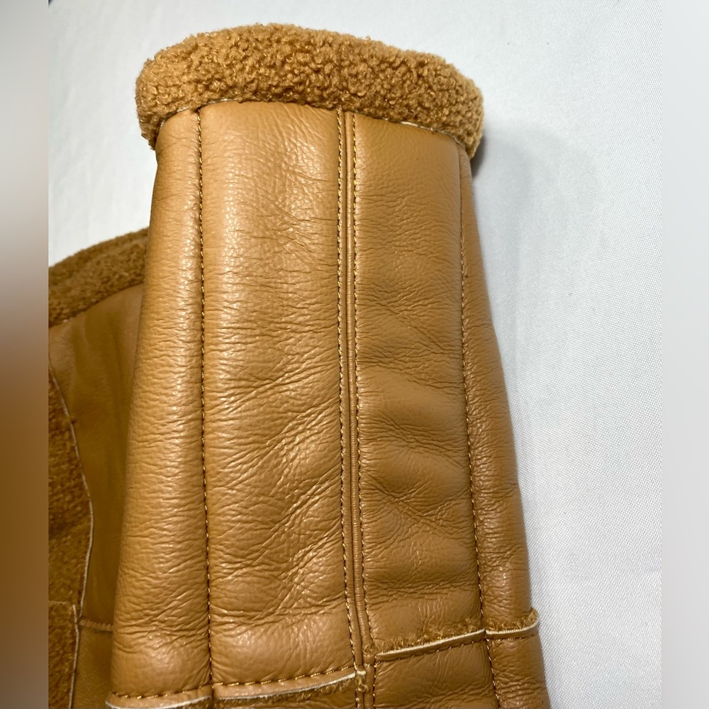 Tan Sherpa tote Bag LIKE DREAMS Women Soft Sherpa Tote Vintage Vegan leather - Picture 8 of 17